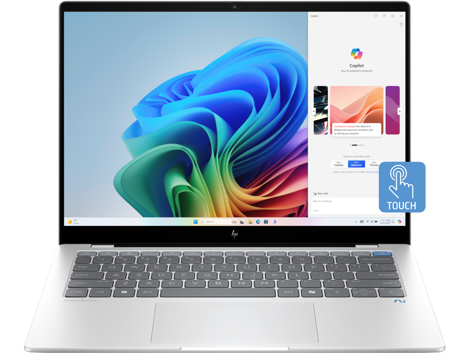 HP OmniBook X 14 inch Laptop 14-fe1000QU Next Gen AI PC, Silver