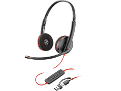 Poly Blackwire 3220 Stereo USB-C Headset +USB-C/A Adapter (8X228AA)