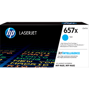 HP 657X High Yield Cyan Original LaserJet Toner Cartridge (CF471X) - Center facing