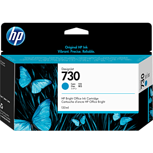 HP 730 130-ml Cyan DesignJet Ink Cartridge (P2V62A) - Center facing