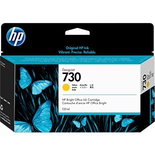HP 730 130-ml Yellow DesignJet Ink Cartridge (P2V64A) - Center facing