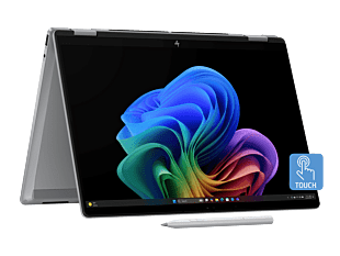 HP OmniBook X Flip 2-in-1 14 inch Laptop Next Gen AI 14-fm0017TU, Silver - 14-inch - Meteor silver aluminum (BM0A5PA) - Center facing