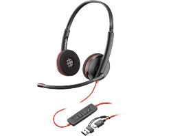 Poly Blackwire 3220 Stereo USB-C Headset +USB-C/A Adapter