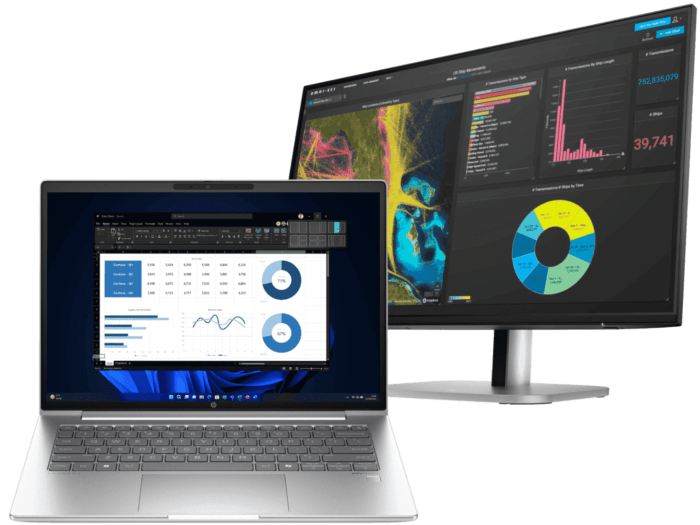 HP ProBook 445 14 inch G11 Business Laptop, Silver + HP Series 5 Pro 23.8 inch FHD Monitor - 524pf - 14-inch - Pike silver plastic (A4ME5PA-BN4)