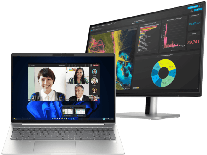 HP EliteBook 665 16 inch G11 Business Laptop, Silver + HP Series 5 Pro 23.8 inch FHD Monitor - 524pf - 16-inch - Pike silver aluminum (A4LU7PA-BN2)