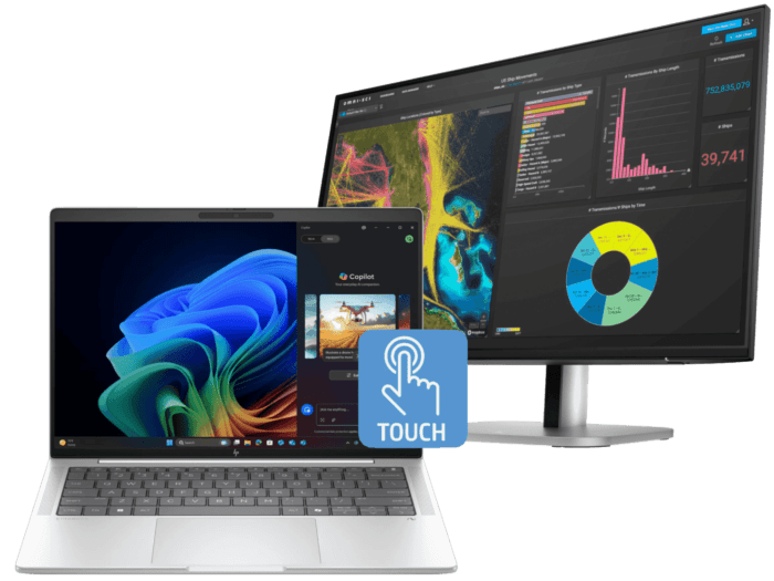 HP EliteBook X G1i 14 inch Notebook Next Gen AI PC, Silver + HP Series 5 Pro 23.8 inch FHD Monitor - 524pf - 14-inch - Glacier silver (B9GD4PT-BN1)