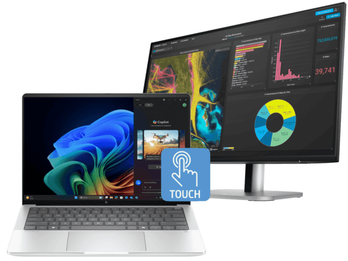 HP EliteBook X G1a 14 inch Notebook Next Gen AI PC, Silver + HP Series 5 Pro 23.8 inch FHD Monitor - 524pf - 14-inch - Glacier silver (B9LD2PT-BN1)