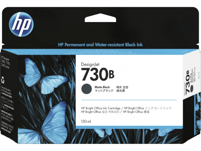HP 730B 130-ml Matte Black DesignJet Ink Cartridge (3ED45A) - Center facing