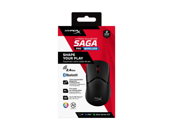 HyperX Pulsefire Saga Pro Wireless Gaming Mouse (Black) (A2PB2AA)