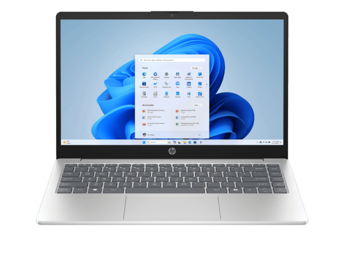 HP 14 inch Laptop AI 14-hc0034TU, Silver - 14-inch - Natural Silver (D78F6PA) - Center facing