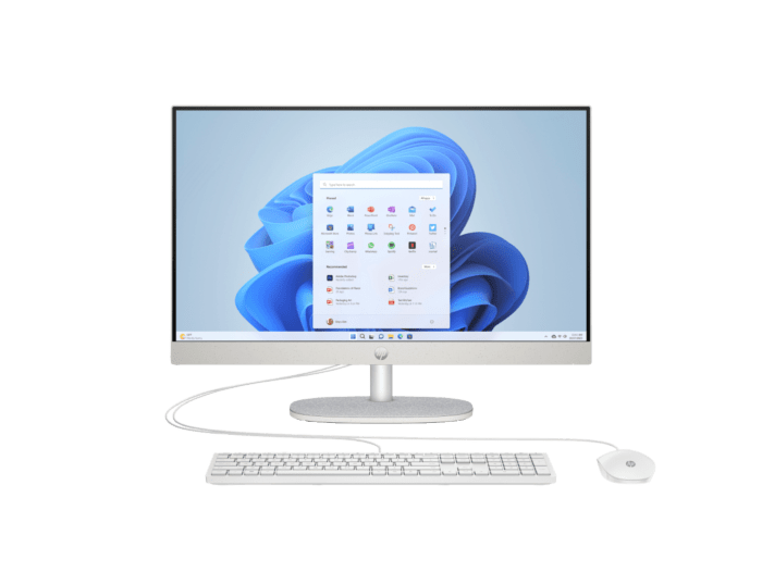 HP 23.8 inch All-in-One 24-cr0034a PC - 23.8-inch - Shell white (D9UB7PA) - Center facing