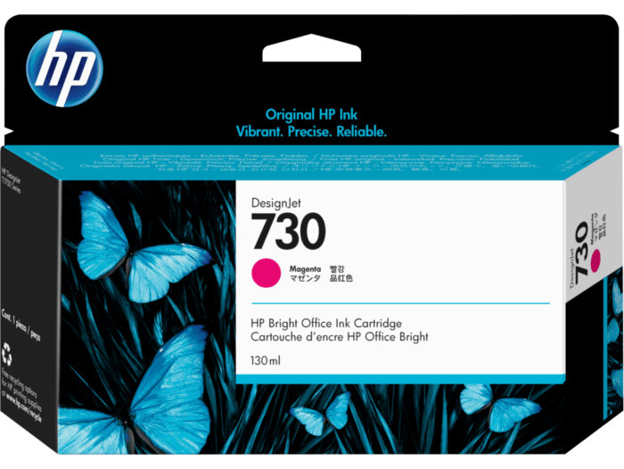 HP 730 130-ml Magenta DesignJet Ink Cartridge (P2V63A) - Center facing
