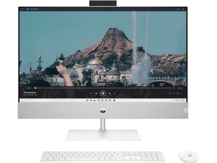 HP Pavilion 27 inch All-in-One Desktop PC 27-ca2012a - 27" - Snowflake white, natural silver stand (9T0F3PAR)