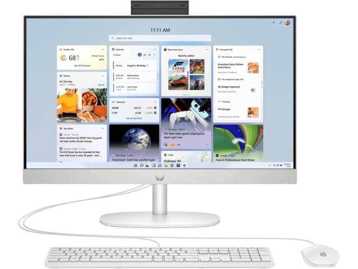 HP 23.8 inch All-in-One Desktop PC 24-cr0034a - 23.8" - Shell white (D9UB7PA) - Center facing