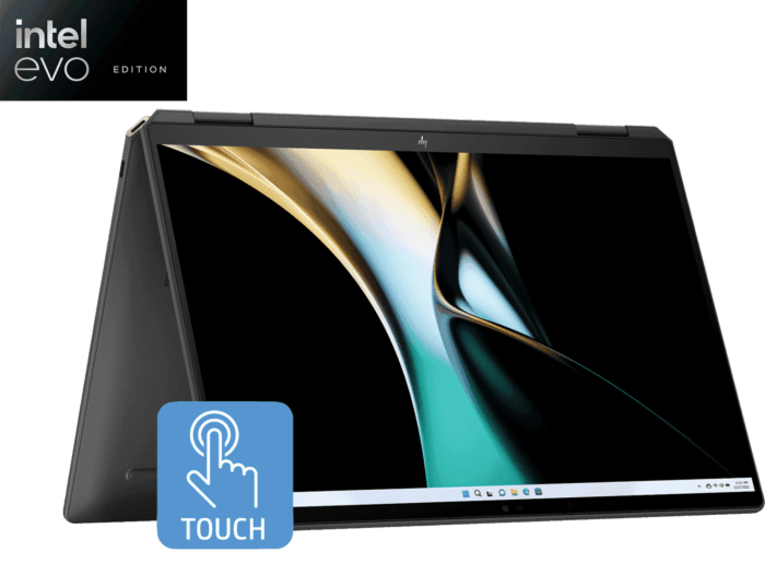 HP Spectre x360 14 inch 2-in-1 Refurbished Laptop 14-eu0076TU, Black - 14-inch - Nightfall black aluminum (AJ5S8PAR)