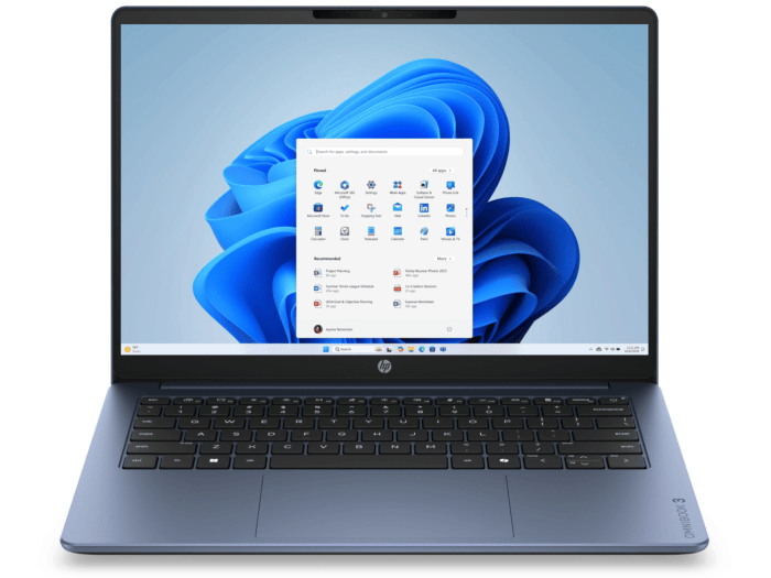 HP OmniBook 3 Laptop AI 14-ht0149TU - 14" - Starlit blue cover and keyboard frame, iron gray base (DZ4M0PA) - Center facing