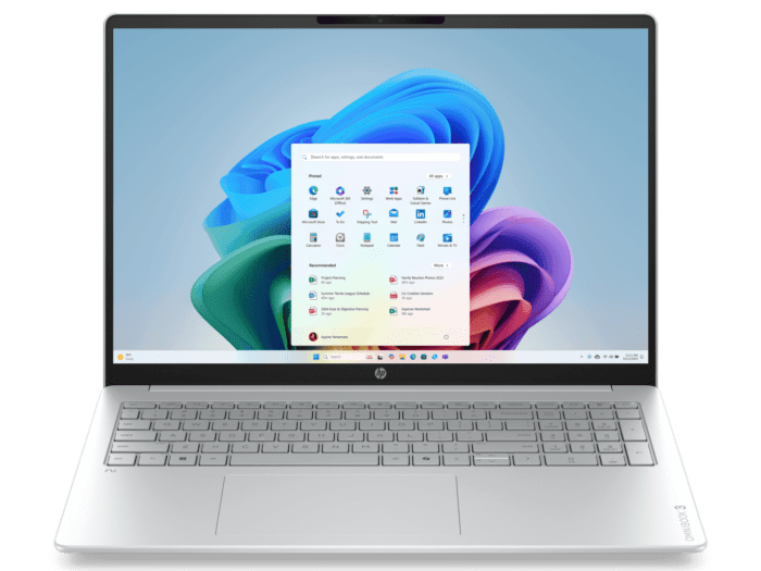 HP OmniBook 3 16 inch Laptop Next Gen AI 16-bz0003QU, Silver - 16-inch - Nouvelle silver cover and keyboard frame, modern silver base (D46XFPA) - Center facing