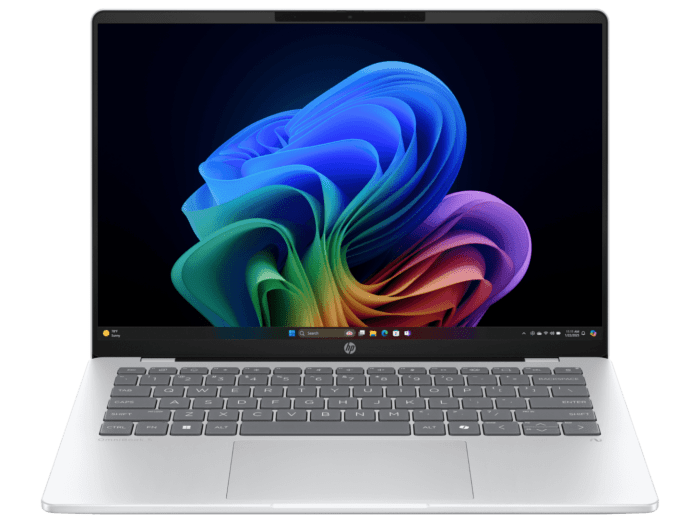 HP OmniBook 5 14 inch Laptop Next Gen AI 14-he0010QU, Silver - 14-inch - Glacier silver aluminum (C08YHPA) - Center facing