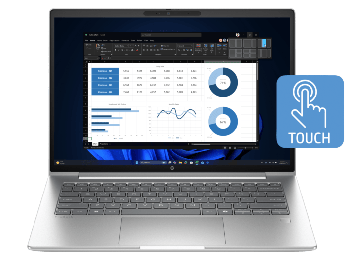 HP ProBook 4 G1i 14 inch Laptop AI PC, Silver - 14-inch - Pike Silver (BP9F2PT-BN1)