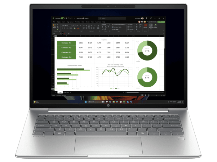 HP ProBook 4 G1q 14 inch Laptop Next Gen AI PC, Silver - 14-inch - Pike silver aluminum (BX2E6PT)