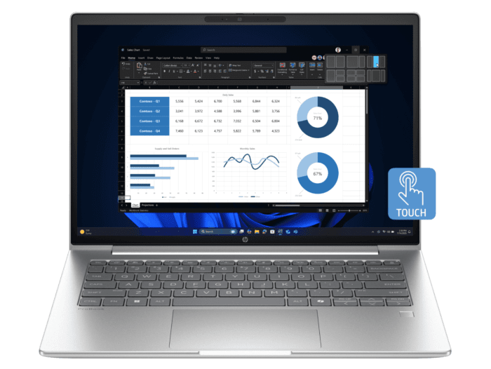 HP ProBook 4 G1i 14 inch Laptop AI PC, Silver + Poly Blackwire 3220 Stereo USB-C Headset +USB-C/A Adapter - 14-inch - Pike Silver (BP9F2PT-BN2)