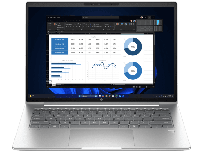 HP ProBook 4 G1i 14 inch Laptop AI PC, Silver + HP LaserJet M110w Printer - 14-inch - Pike Silver (C86M2PA-BN1)