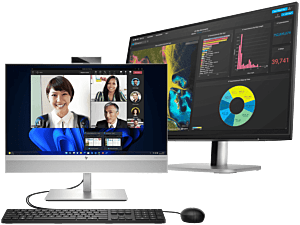 HP EliteOne 840 G9 23.8 inch All-in-One PC Desktop PC + HP Series 5 Pro 23.8 inch FHD Monitor  - 524pf - 23.8-inch - Natural Silver (A41JHPT-BN1)