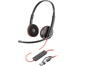Poly Blackwire 3220 Stereo USB-C Headset +USB-C/A Adapter (93S87AA)