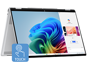 HP OmniBook X Flip 16 inch Laptop Next Gen AI 16-as0001TU, Silver - 16-inch - Glacier silver (BD5Q8PA)