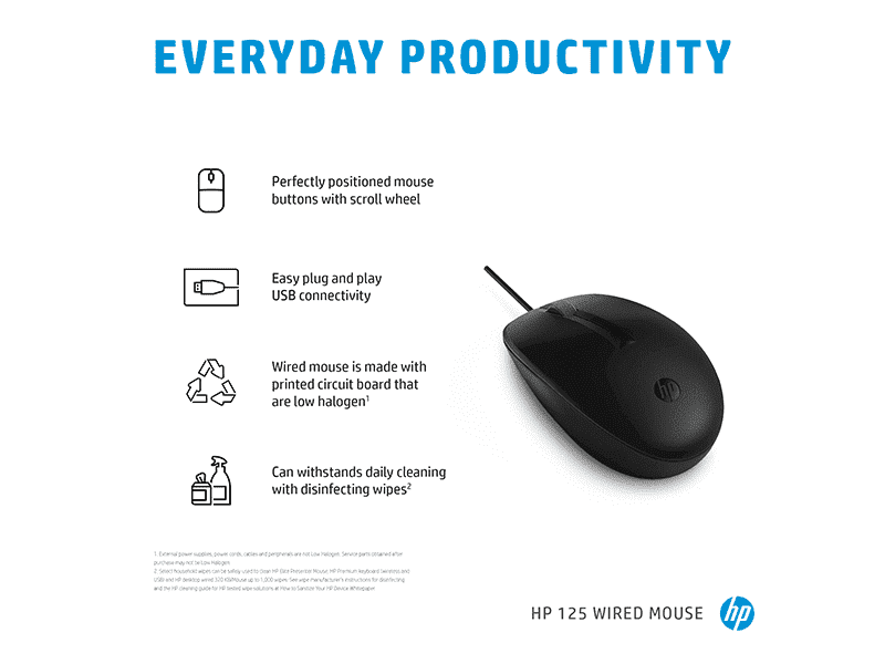 HP 125 Wired Mouse (265A9AA) - Shop HP 