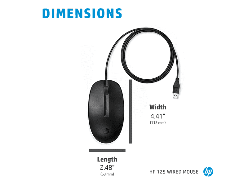 HP 125 Wired Mouse (265A9AA) - Shop HP 
