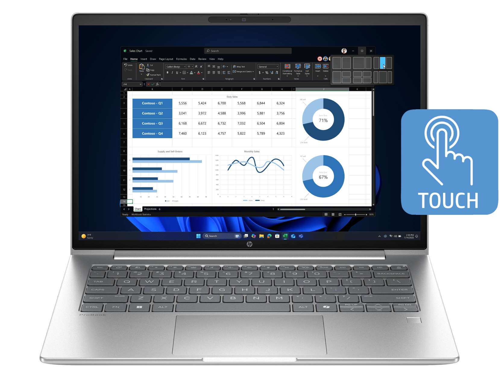 HP ProBook 4 G1i 14 inch Laptop AI PC, Silver