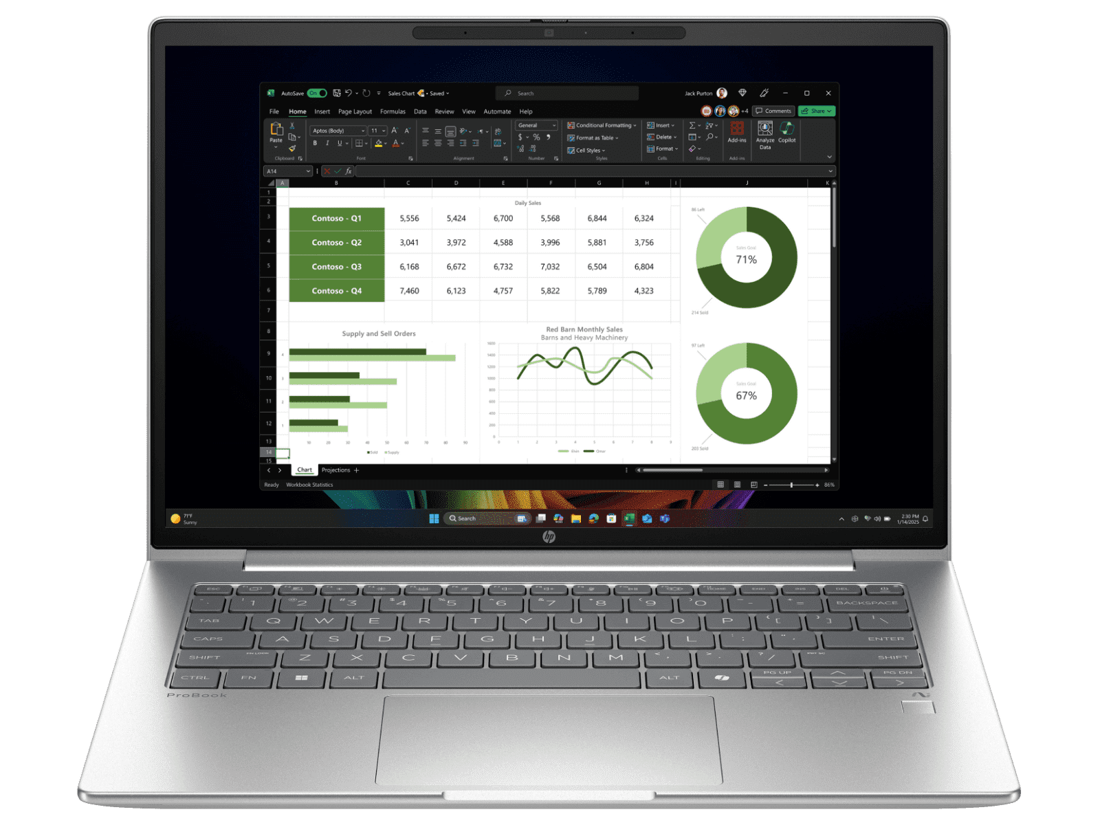HP ProBook 4 G1q 14 inch Laptop Next Gen AI PC, Silver