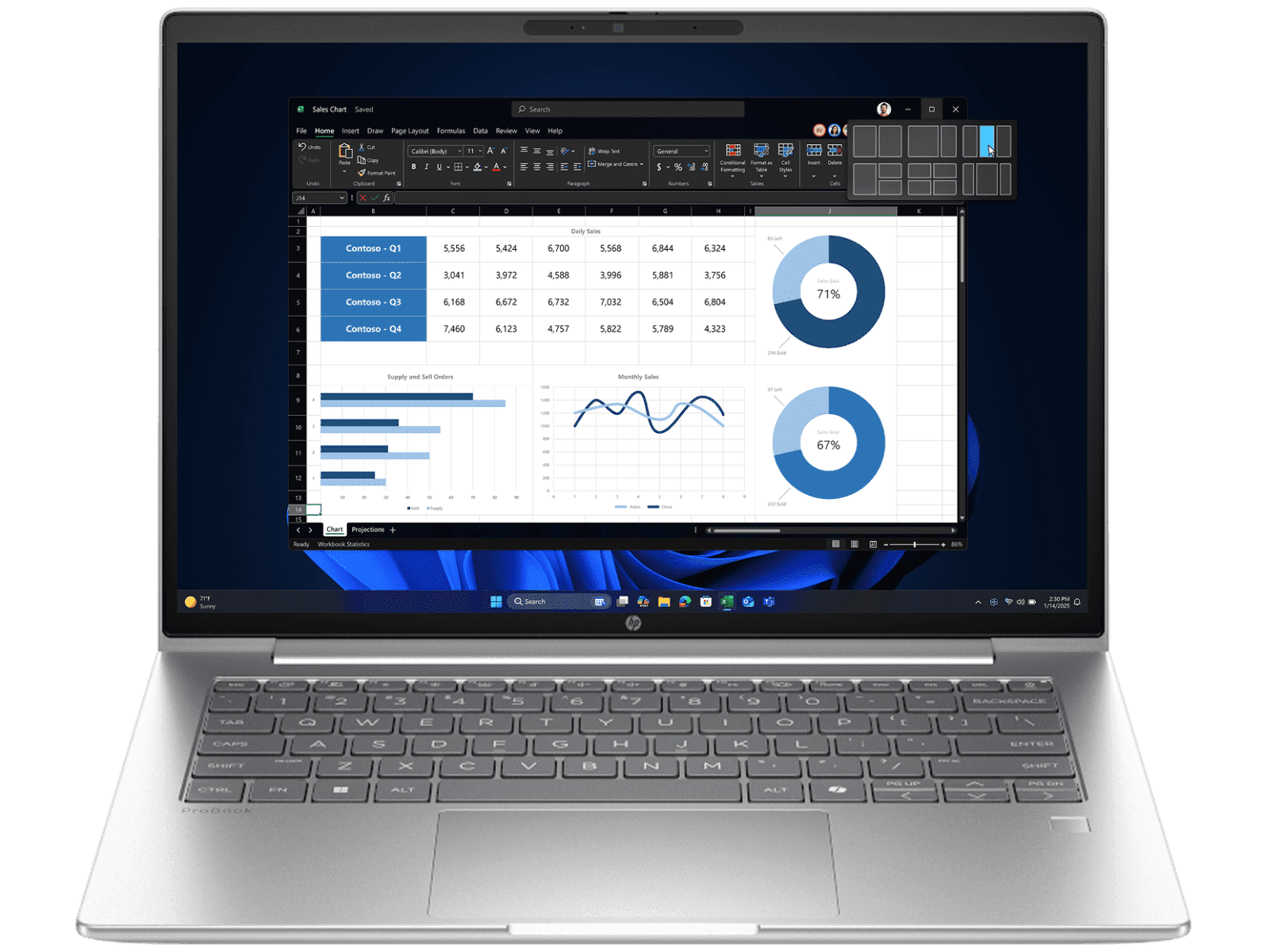 HP ProBook 4 G1i 14 inch Laptop AI PC, Silver