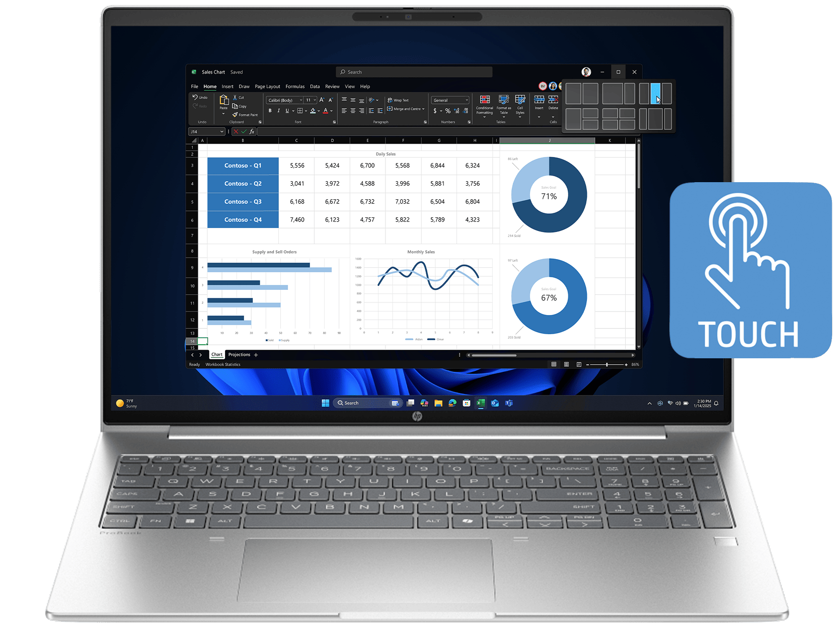 HP ProBook 4 G1i 16 inch Laptop AI PC, Silver