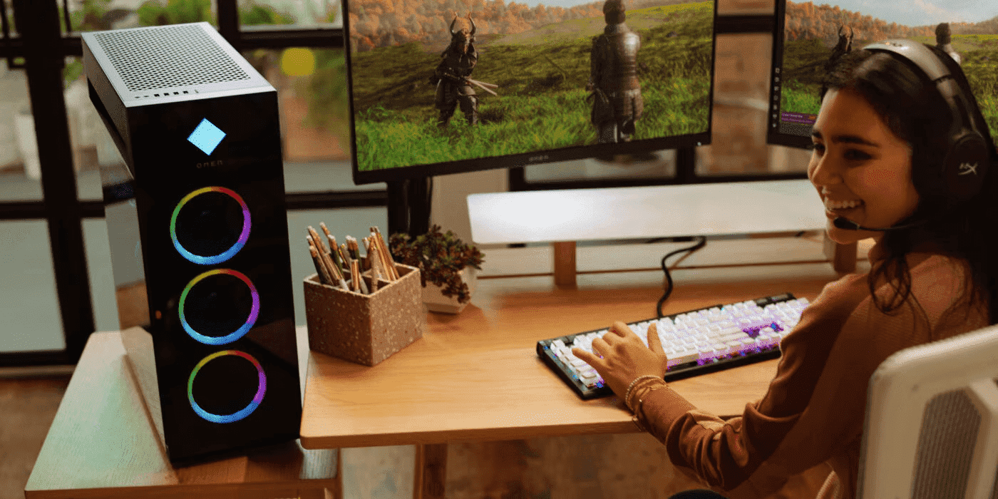 HP OMEN dual monitor gaming and productivity setup for gamers and professionals