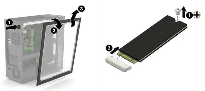 HP OMEN desktop M.2 and SATA SSD installation guide