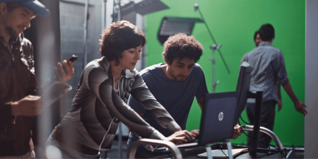 Small business owner using HP laptop for productivity